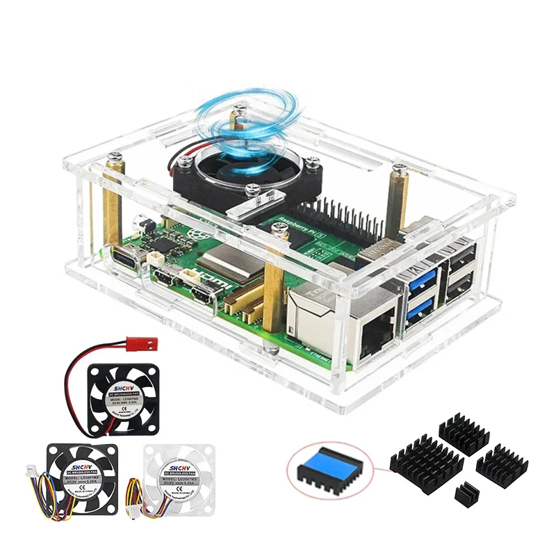 

Acrylic Case Transparent Shell Optional Cooling Fan Copper Aluminum Heatsinks Case