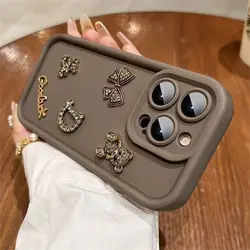 3D Metal Bear Soft Silicone Phone Case Cover for Huawei Y6S (Coffee)