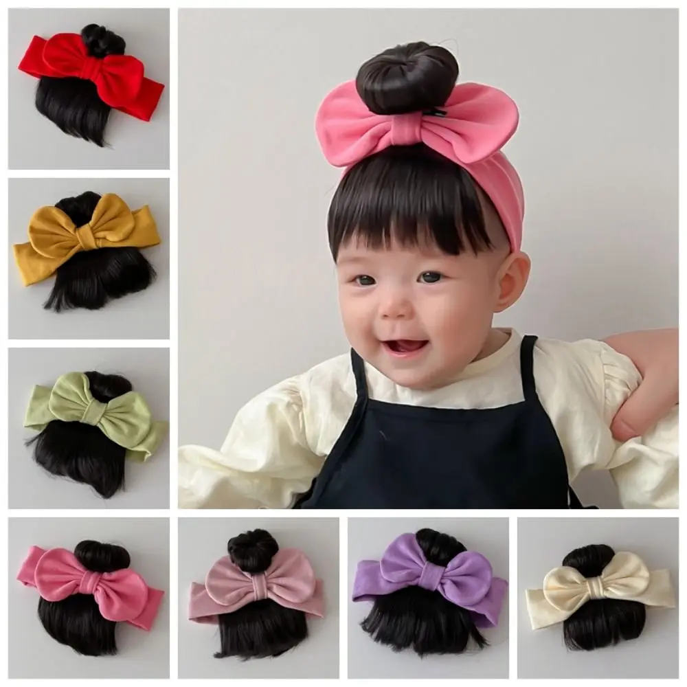 Bowknot Baby Hair Bands Wig Hair Accessories Fluffy Cotton Infant Hairpiece Cute Breathable Newborn Wig Headband Toddler DIY 2