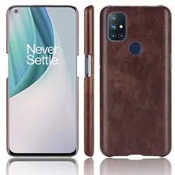 Premium PU Leather Skin Back Cover - Protective Hard Phone Case for OnePlus Nord N10 5G (Brown)