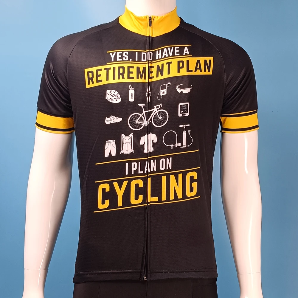 Retirement Plan Cycling Jersey For Men Short Sleeve Reflective MTB Maillot Downhill Pro Team Mountain Bicycle Clothing  Summer 2