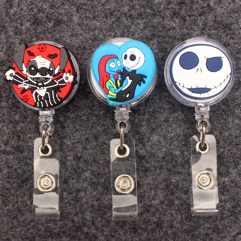 Cartoon Jack Skeleton Man Style Badge Reel Nurse Workers Enfermera ID Holder Girl Boy Retractable Name Card Holder Accessory