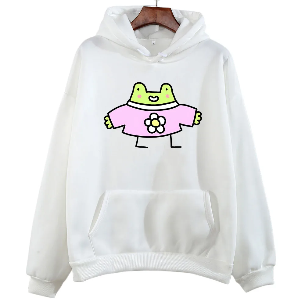 

Brief Strokes Frog Hoodie Cartoon Animal Pullovers Kawaii/cute Graphic Hoody Women Autunm/winter Sweatshirt Loose Casual Clothes
