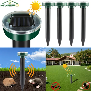 4/8X Solar Repeller Powered Ultrasonic Sonic Mouse Mole Pest Rodent Repellent Vibration Wave Yard Outdoor Garden Lawn Farm Field