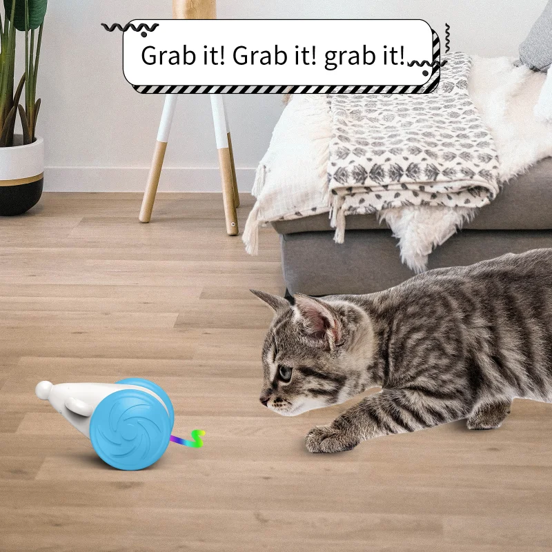 

Automatic Interactive Cat Toys Mouse Kittens Play Ball Electronic Rat Cats Indoor Toys with LED Light Tail Smart Cat Hunting Toy