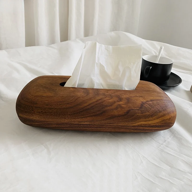 

Caja de pañuelos de madera maciza de nogal, para dormitorio, sala de estar, mesa de té Retro, cajas de almacenamiento dCD