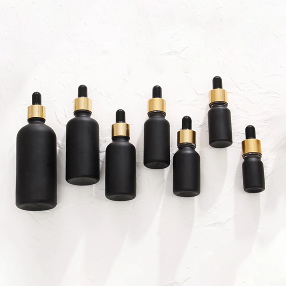 10ml 30ml 50ml 100ml Dropper 유리 병 파인 오일 병 스크럽 블랙 라이트 회피 유리 화장품 별도의 병입
