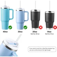 Replacement Straws for Stanley 40 oz Cup Tumbler, 12 Pack Clear Reusable Plastic Straws, 2 Straw Brushes,for Stanley Cup 3