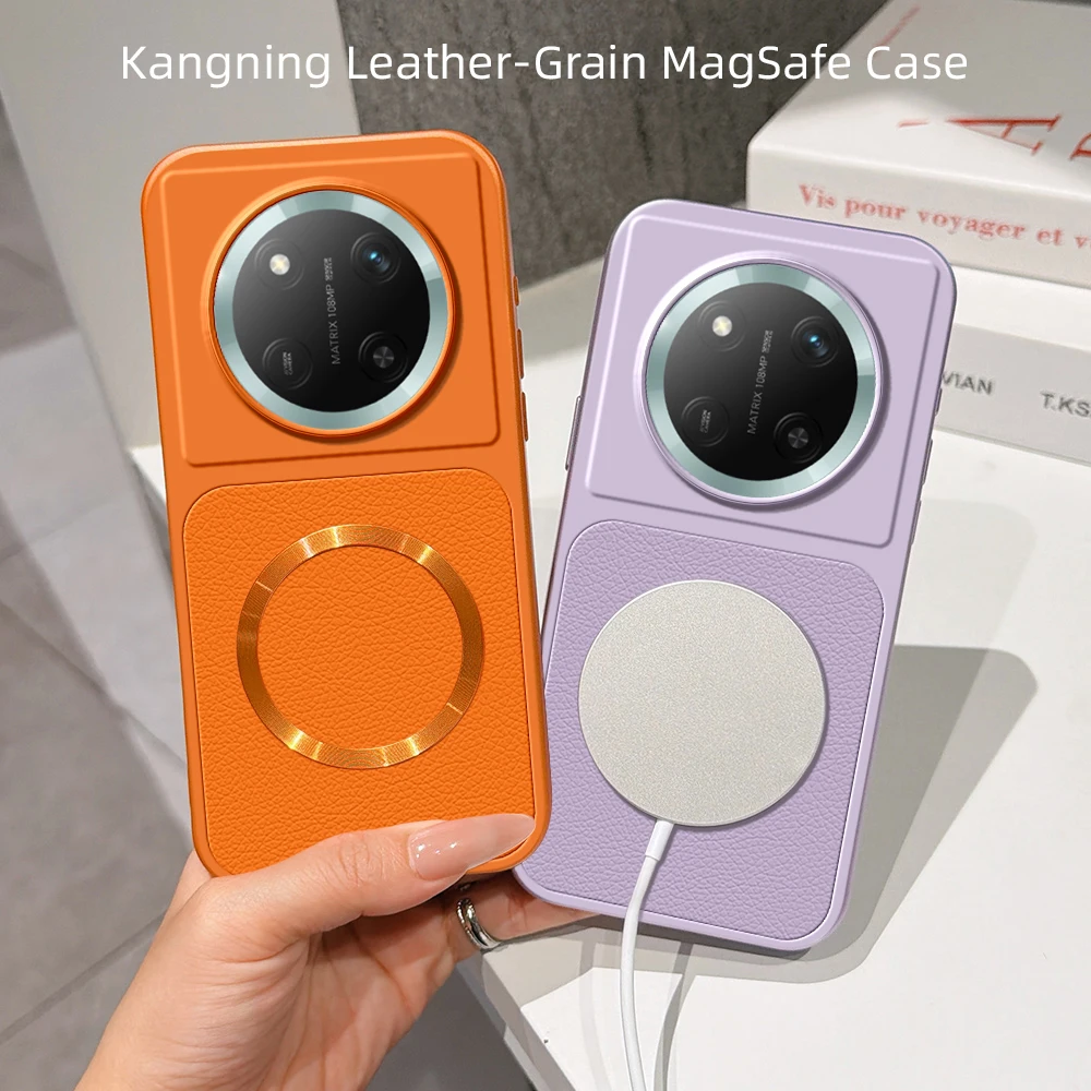 Leather Pattern Magnetic Ultra-Thin Anti-Drop Wireless Charging Case
