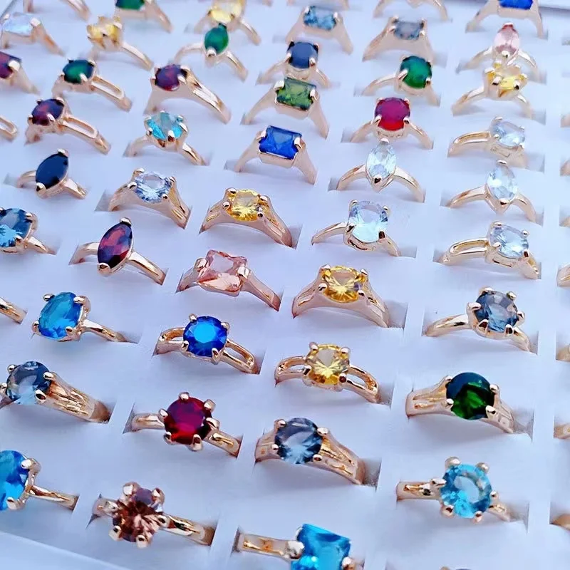 

Wholesale 100 Pcs Mixed Rings for Women Brand New Boho Finger Party Jewelry Accessories Charm Crystal Men's Proposal Love Gift