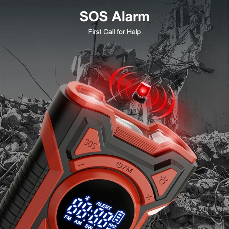 B03B-핸드 크랭크 휴대용 AM/FM/NOAA 날씨 라디오(LED 손전등 포함) Bluetooth 5.0 스피커-C