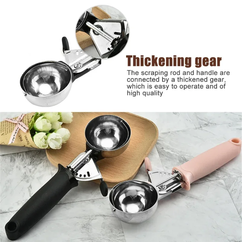Ice Cream Scoop Stainless Steel Ice Cream Spoon Metal Icecream Cookie Scoop Melon Fruit Baller Ball Maker Kitchen Tools