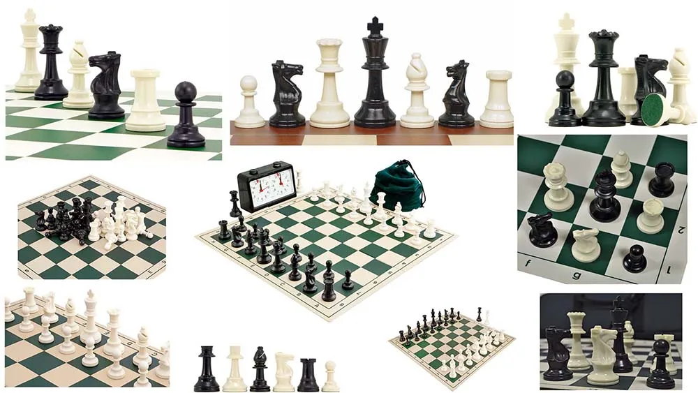 Weighted Chess Set King Tall 3.5 Inch Staunton Silver & Black Anodized Metal Fin