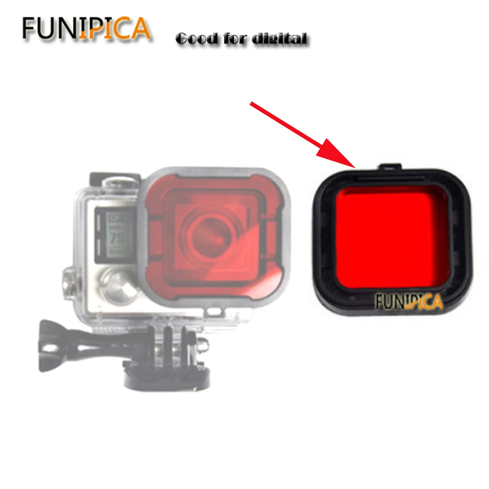 Nuevos accesorios de cámara para Gopro hero 3/4/5/6 carcasa impermeable filtro rojo Gopro3/4/5/6 piezas|Carcasas para videocámara deportiva| AliExpress