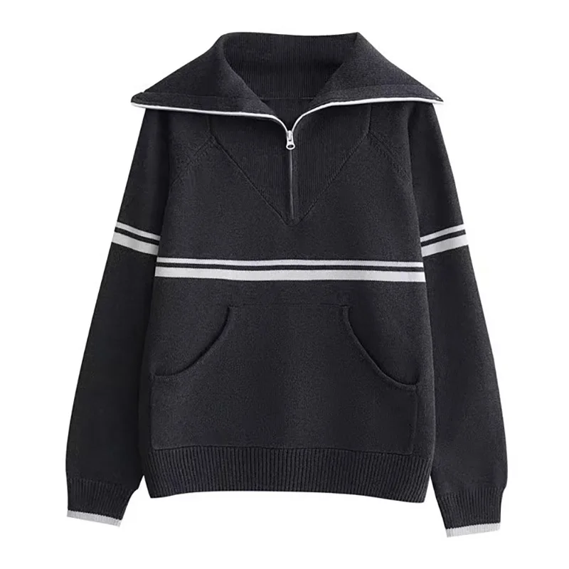 Spring New Product Golf Ladies Outdoor Sports Jacket Fashion lapel Collar Pure Cotton Pullover Versatile Half Zipper Knitted Top