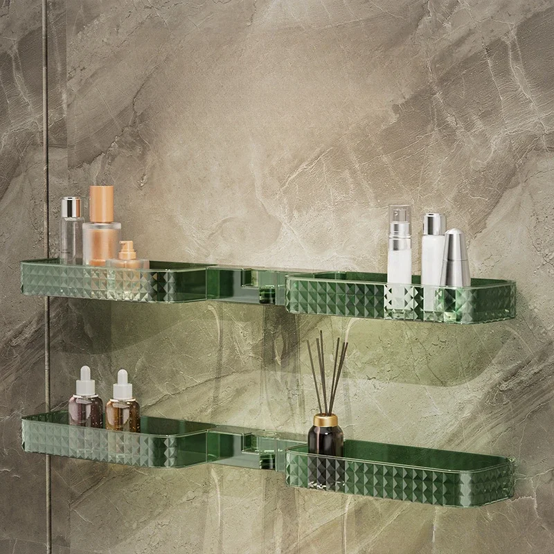 

Настенная угловая полка, искусственная кожа, роскошная настенная подвесная полка в форме звезды и бриллианта для ванной комнаты, U-образная полка, хранилище без отверстий для ванной комнаты