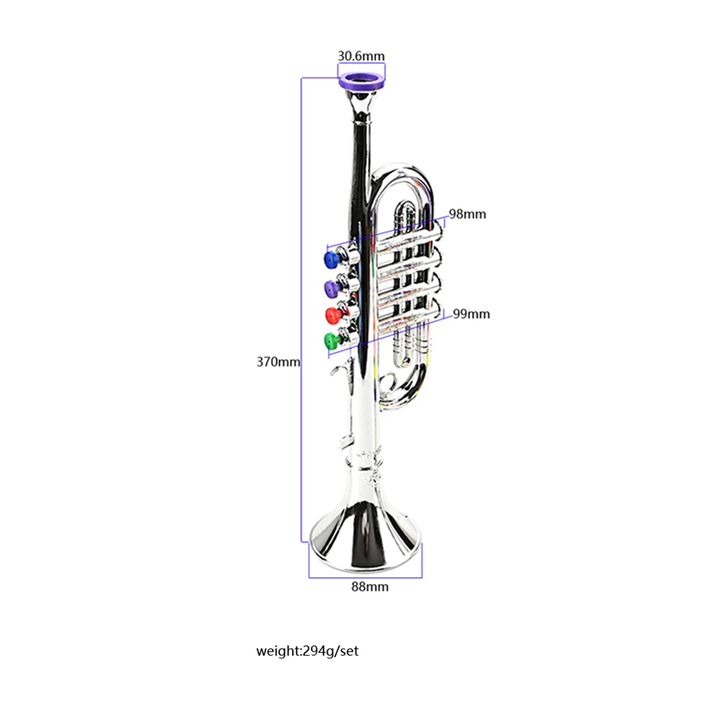 Kids Saxophone Trumpet Professional Trumpet Kids Musical Toy with 4 Colored Keys for Children Boy Girl Birthday Christmas Gift