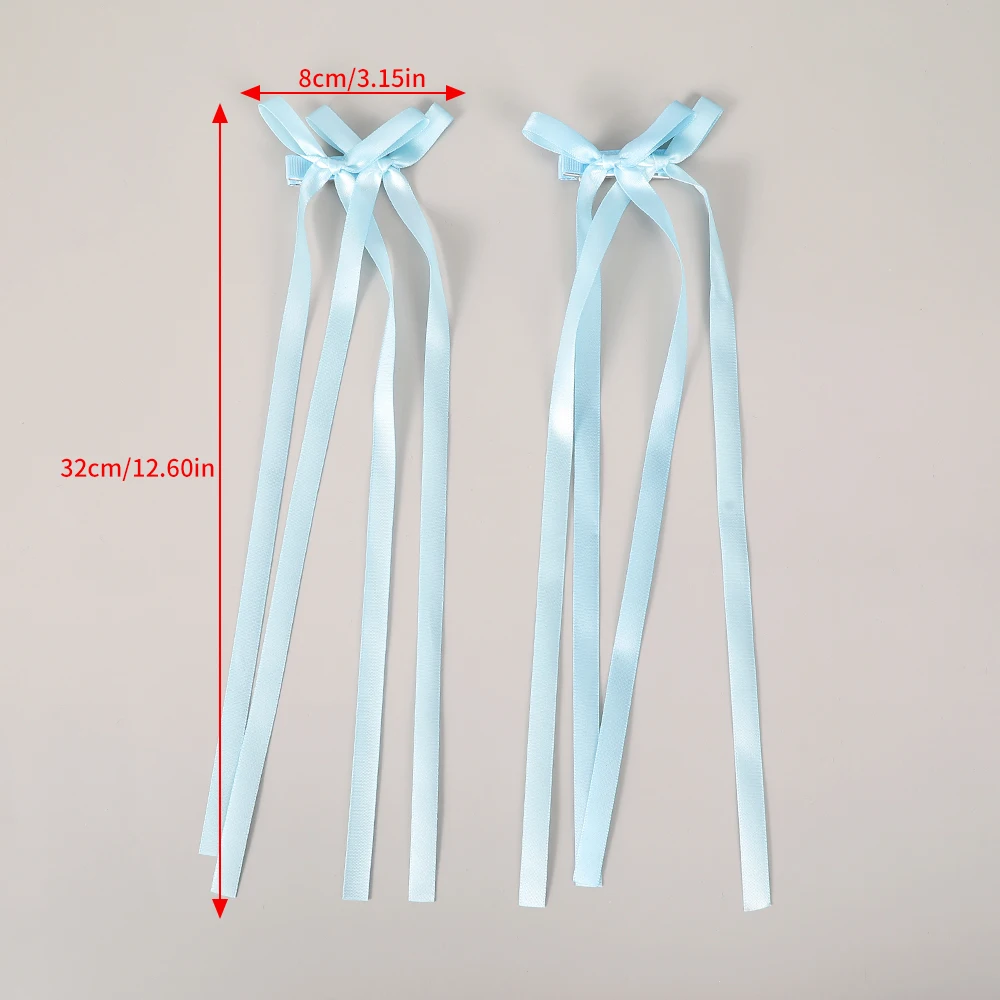 Bow Braided Hair Clip Women Summer Sweet Hairpin Girls Solid Color Ponytail Long Ribbon Bangs Clip Hair Accessories Headwear