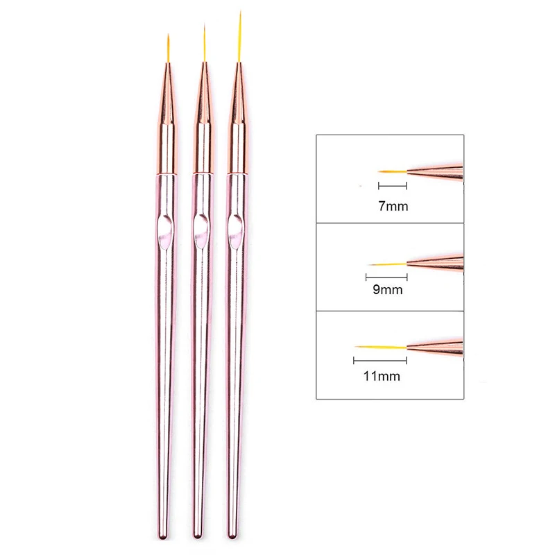 3pcs/Set Acrylic French Stripe Nail Art Line Painting Pen 3D Tips Manicure slim Line Drawing Pen UV Gel Brushes Painting Tools 2
