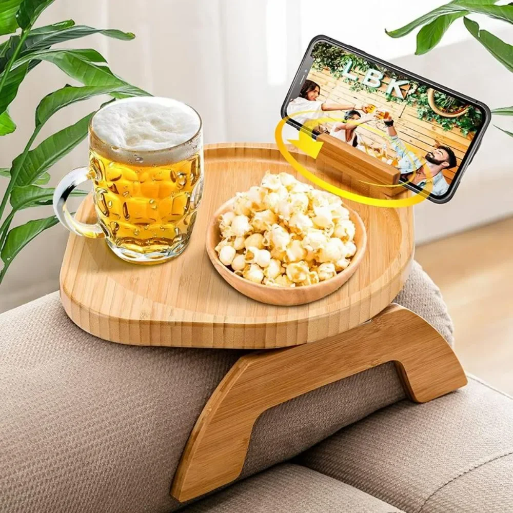 

Couch Arm with 360° Rotating Phone Holder, Couch Tray for Arm, for Eating/Drinks/Snacks/Remote/Control,11.8'D x 9.8'W x 1.7'H