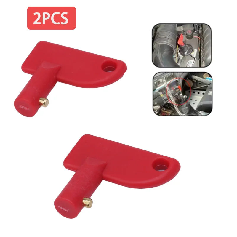 2pcs Red Car Battery Cut Off Kill Isolator Switch Spare Keys Marine Auto Boat Truck Power Control Switch Car Power Switch Key
