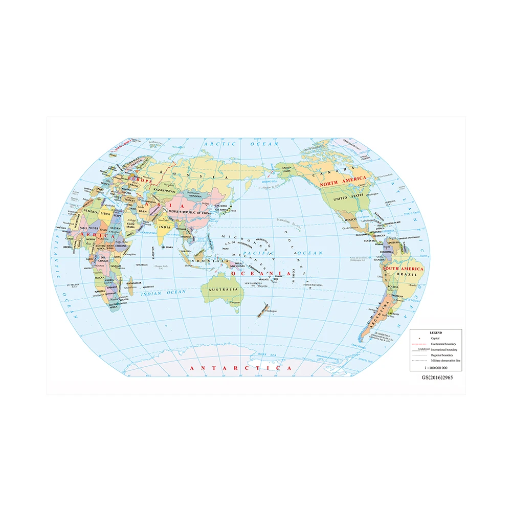 The World Map 225*150cm in English Wall Hanging Picture Vinly Painting Unframed Poster Decor Home Office School Supplies