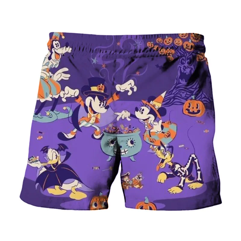 Disney Mickey Minnie And Donald Duck Print Summer Men's Swimwear Beach Club Halloween Collection Fashion Casual Shorts 2024 4