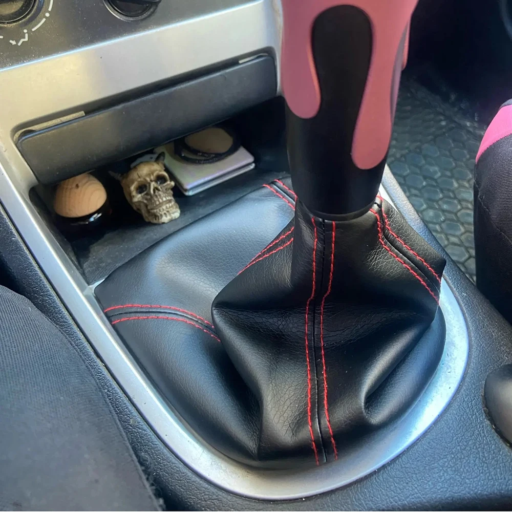JDM Style Carbon Fiber Look Shift Boot With Blue Stitching - Universal Fit - View #10