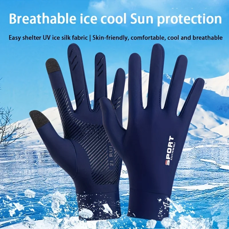 Men's and women's outdoor fishing bike gloves Sunscreen gloves Summer ice silk thin non-slip expose two fingers fingerless gloves fishing gloves bicycle gloves