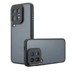 Sleek Acrylic Matte Shockproof Phone Case with Transparent Back Cover for IQOO 15 Ultra (Black)