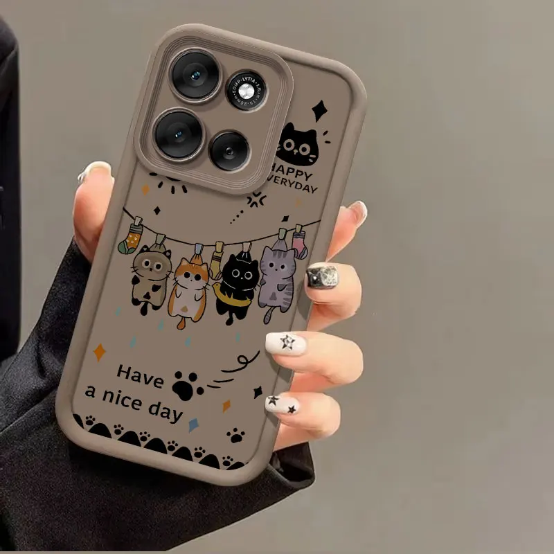 Fashionable Cute Cartoon Cat Silicone Shockproof Protective Back Cover Case