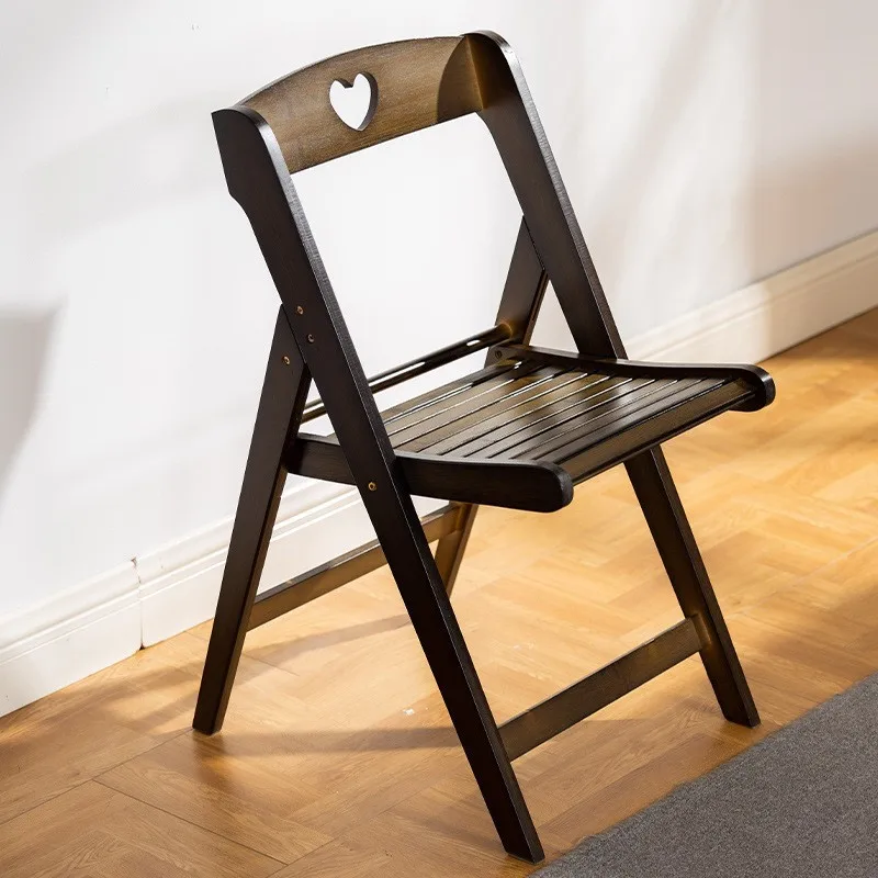 Retro Foldable Chair Home Back Chair Nordic Solid Wood Dining Office Computer Stool Simple And Simple Portable