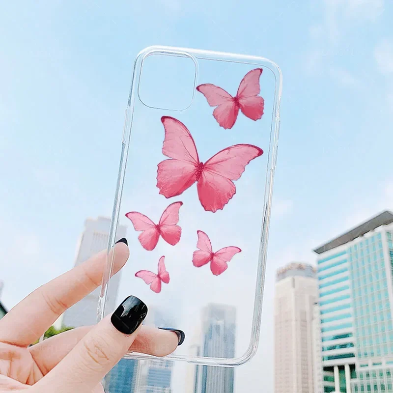 Vibrant Butterfly Design Soft Transparent Phone Case Cover
