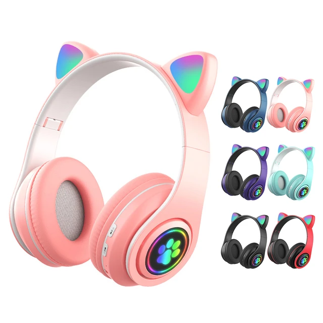 Auriculares inalámbricos con Bluetooth para niño y niña, audífonos con  astas y orejas de gato para Gaming de 3,5mm, con luz RGB, regalo de Año  Nuevo - AliExpress