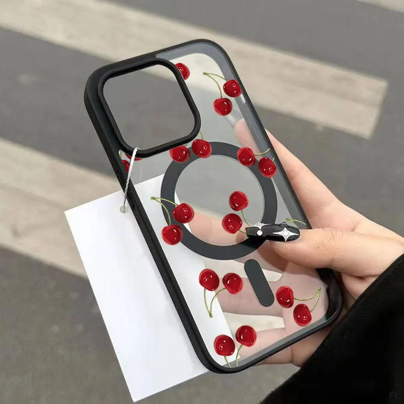 Red Cherry Pattern Magnetic Phone Case Cover