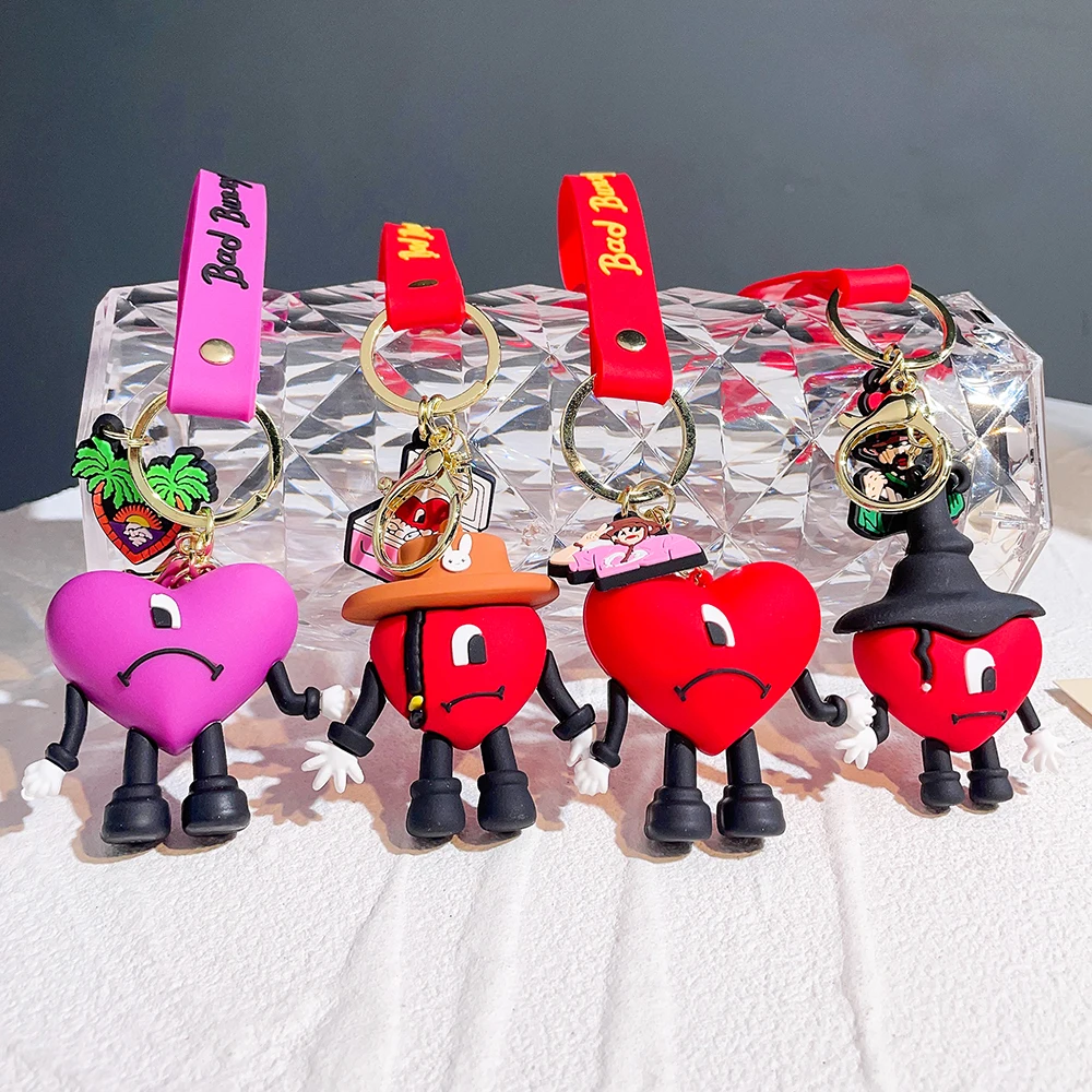 Fashion Bad Bunny Keychain Trend Charm Jewelry Rapper Bad Rabbit