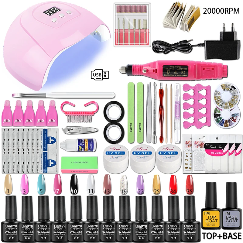 Manicure Set Extension Nail Gel Set Acrylic Quick Extension UV Gel Nail Polish Soak Off LED Varnish Base Gel Top Coat Nail Kit 2