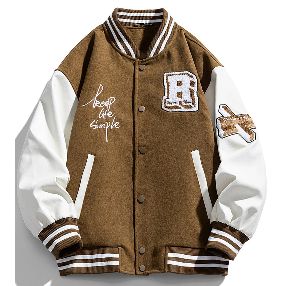 Winter Down Jackets Men Baseball Jacket Letter Embroidery Design Varsity Jacket Coat Male Sleeve Patchwork Coats