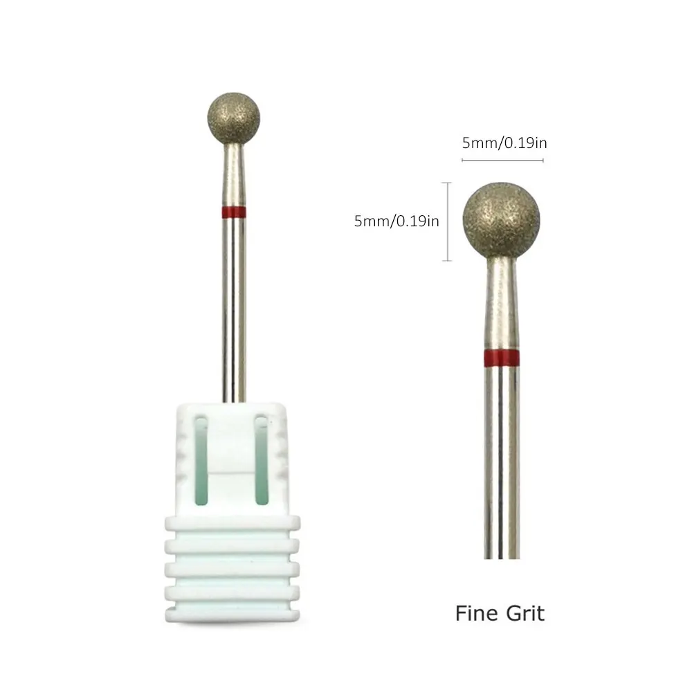 Ball Nail Drill Bits 5.0mm Fine Diamond Cuticle Burr Russian Mills Electric Manicure Drill Nails Accessories Tool HYTOOS