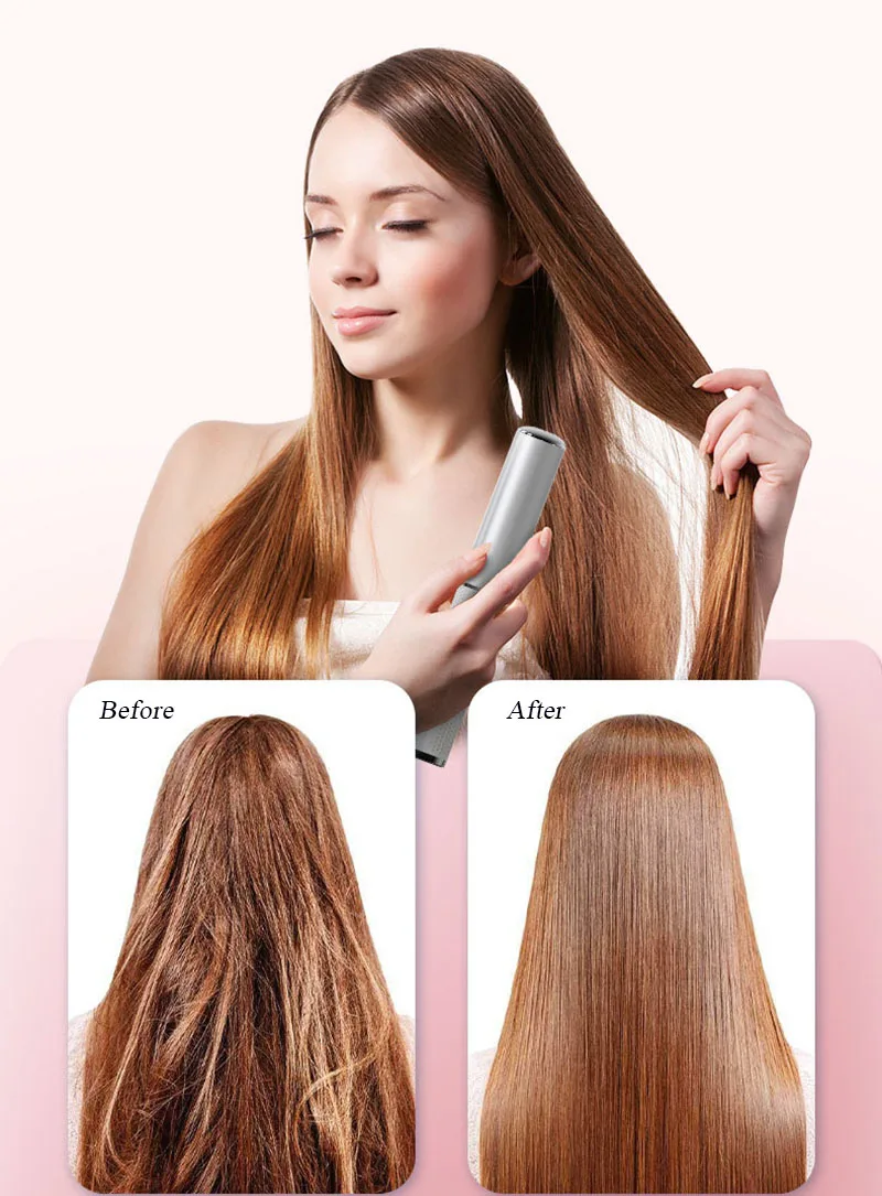 Description Picture 4 of itemLCD USB Charging Hair Straightening Brush Portable Anion Intelligent Temperature Control Curler Straight Styler