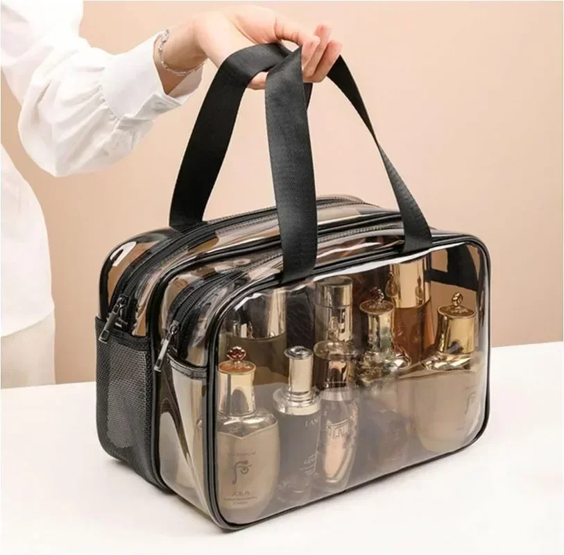 

Clear Makeup Bags Toiletry Bag Zipper Closure Cosmetic bag with Compartments Handle Transparent Travel Bags for Women and Men