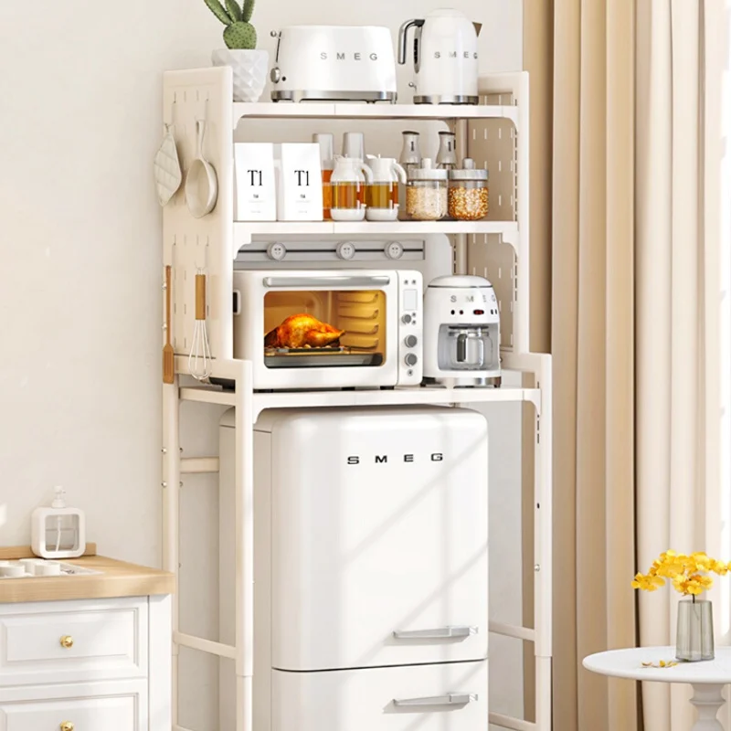 Small Household Oven Microwave Shelf Floor-to-Ceiling Kitchen Storage Rack Above Refrigerator