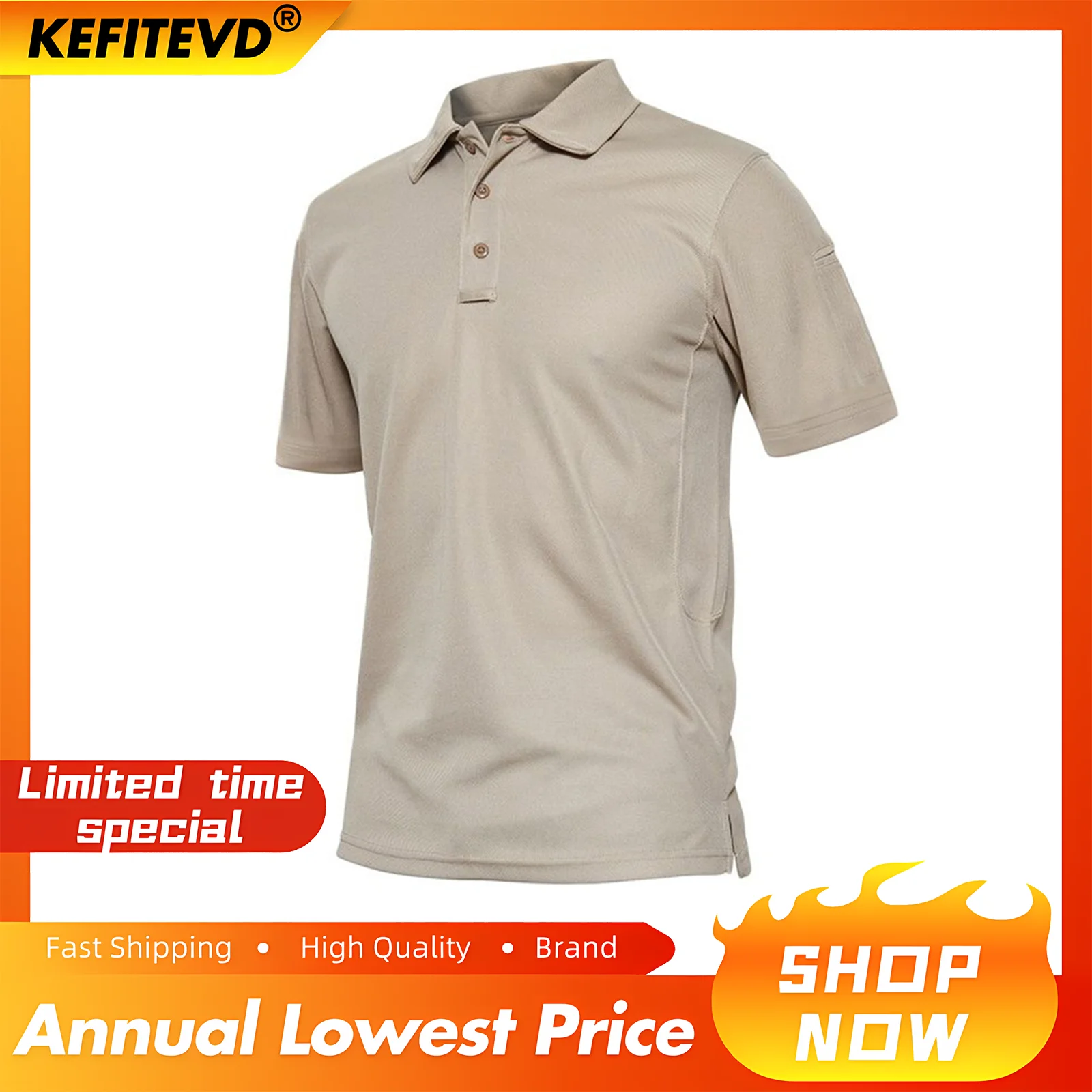 KEFITEVD Summer Golf T-shirts Men's Short Sleeve Quick Drying Polo Shirt Lightweight Outdoor Hiking Camping T-shirts Tee Tops sport t shirt