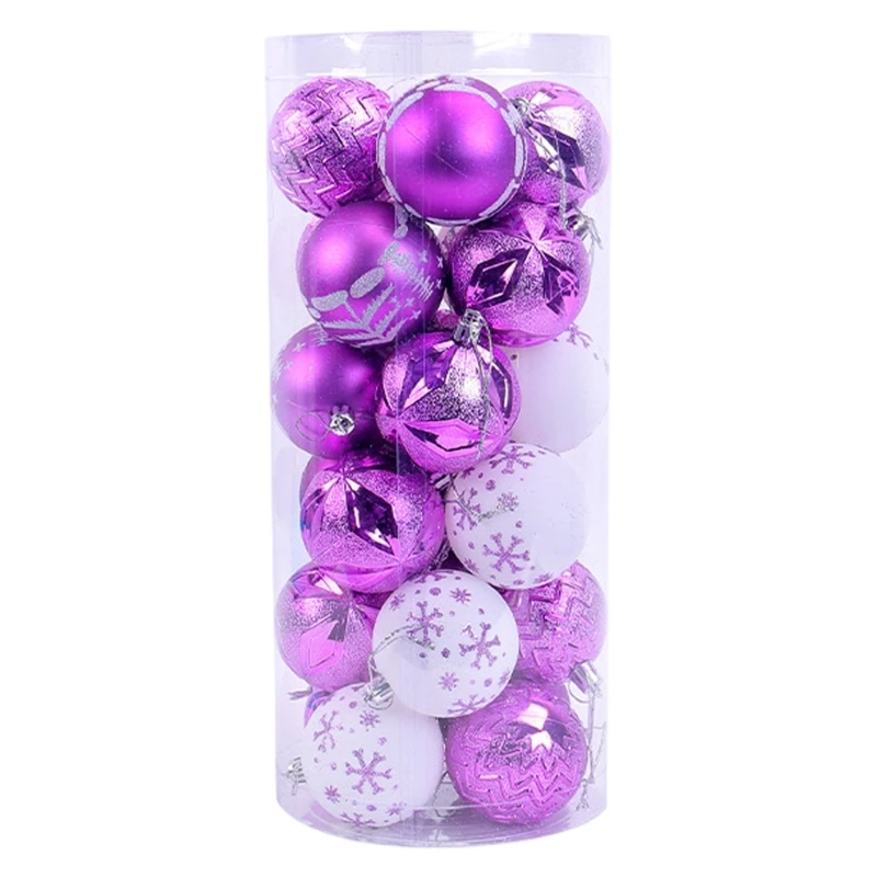 thumbnail image 1 of 24 piezas de adornos navideños esféricos pintados a mano, adornos navideños esféricos pintados a mano, decoraciones para árboles de festivales hechas a mano, 1 of 5