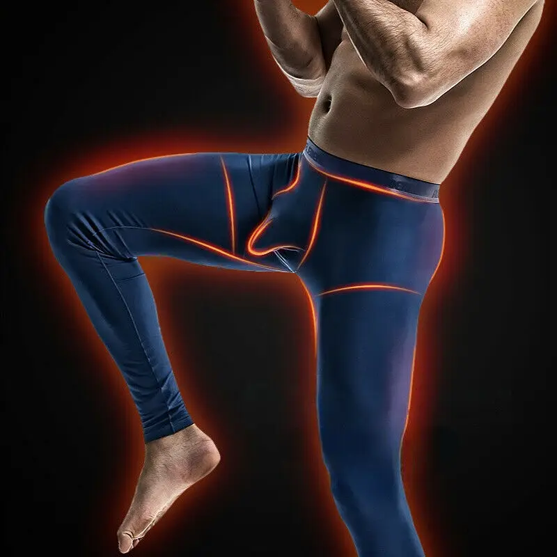 Men's Thermal Underwear Long Johns Separate Scrotum Pouch Modal Sports Tights Thermal Pants For