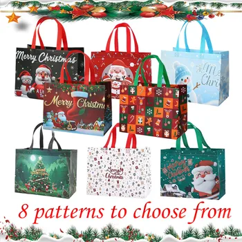 1-16PCS Large Christmas Gift Bags, Christmas Tote Bags with Handles(32.5x25*17cm), Multifunctional Christmas Bags for Gifts 1