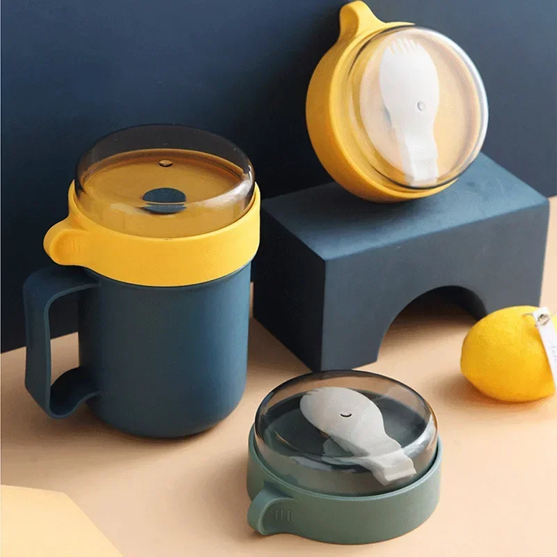 500ml Portable Thermal Insulated Lunch Box Food Container Breakfast Cup Soup Milk Thermos Bottle Tumblers With Spoon 4