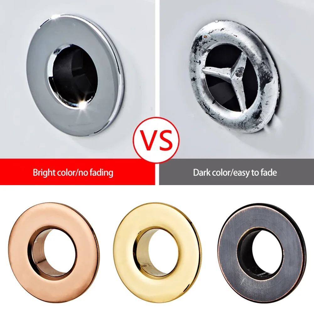 Sink Overflow Cover Bathroom Sink Overflow Cover Overflow Cover Black Silver Gold Vintage Bronze Brass Bathroom Basin Faucet Sink With Six-foot Ring Insert Replacement