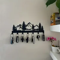 Fashionable Metal Key Hook Rack - Easy Install Wall Mount Organizer for Keys, Coats, Towels and Purses - Bathroom Accessory 1