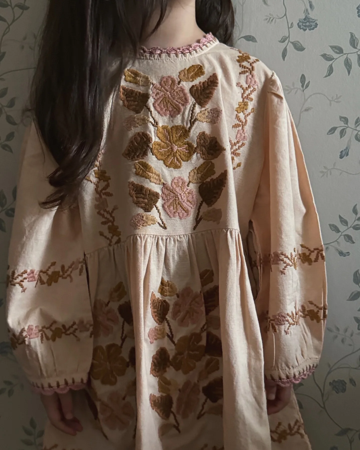 Children's Shirt Spring shirt dress Embroidered pastoral APO series Retro style Gaudin Heavy Embroidery Flower girl Princes